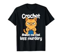 Cranky Crochet Cat Funny Crafting Kitty Citazione Maglietta