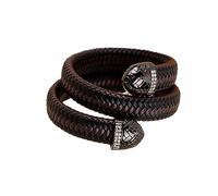 Craoopii Braccialetto apribile in pelle intrecciata multistrato personalizzato, a forma di serpente, regalo ideale per uomini e donne, Pelle, rame.