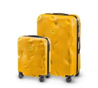 CRASH BAGGAGE Stripe Set | 2 Trolley rigidi da Viaggio (S + L) Bagaglio a mano e Valigia di Design Italiano con Chiusura TSA Certificata e 4 Ruote girevoli 100% in Policarbonato Yellow