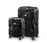 CRASH BAGGAGE Stripe Set | 2 Trolley rigidi da Viaggio (S + L) Bagaglio a mano e Valigia di Design Italiano con Chiusura TSA Certificata e 4 Ruote girevoli 100% in Policarbonato Black