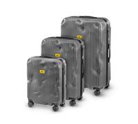 CRASH BAGGAGE Stripe Set | 3 Trolley rigidi da Viaggio (S + M + L) Valigie di Design Italiano con Chiusura TSA e 4 Ruote girevoli EASY LIFE KIT in Omaggio 3 Custodie per Valigia (3 Pezzi) Smoke Grey