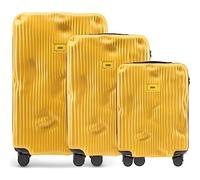 CRASH BAGGAGE Stripe Set | 3 Trolley rigidi da Viaggio (S + M + L) Valigie di Design Italiano con Chiusura TSA e 4 Ruote girevoli EASY LIFE KIT in Omaggio 3 Custodie per Valigia (3 Pezzi) Yellow
