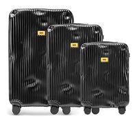 CRASH BAGGAGE Stripe Set | 3 Trolley rigidi da Viaggio (S + M + L) Valigie di Design Italiano con Chiusura TSA e 4 Ruote girevoli EASY LIFE KIT in Omaggio 3 Custodie per Valigia (3 Pezzi) Black
