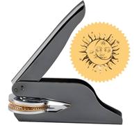 CRASPIRE 1,65” Timbro Libro goffratore Personalizzato Il Sole e la Luna Si sovrappongono Decorativo Nero in Acciaio Inox Sigillo d'ottone Mano Tenuta goffratura Stamper per Laurea Compleanno Busta