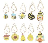 CRASPIRE 10 Stili Segnalibri con Graffette A Forma di Ape Graffette in Metallo Miele Favo Nano Cuore Fiore Giallo Lettore di Lettura Ciondolo Segnalibri in Oro per Donne Insegnanti Documenti