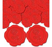 CRASPIRE 100 Pezzo Adesivo Sigillo di Ceralacca Rossa Rosa con Foglie Buste per Inviti di Nozze Etichetta Sigillante Vintage Autoadesiva per Confezioni Regalo di Biglietti di Auguri di Compleanno