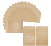CRASPIRE 100 pz Sacchetti di Carta con Chiusura Lampo Sacchetti per Semi Piccoli con Finestra Richiudibili Burlywood Rettangolo Satinato Busta Kraft con Chiusura Lampo Sigillatura A Caldo Buste