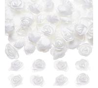 CRASPIRE 100 Testa di Rosa in Schiuma con Bordo in Pizzo Bianco 3D Testa di Fiore Artificiale Piccolo per Accessori Artigianali Fai da Te Casa Festa Matrimonio Bouquet da Sposa Decorazione