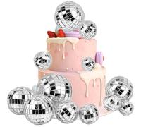 CRASPIRE 11 pz 5 Misure Palla da Discoteca Cake Topper Nastro Mini Palline da Discoteca Decorazione Accessori A Tema Discoteca per Torta di Compleanno Festa A Tema 70s Bomboniera Torta Palla da