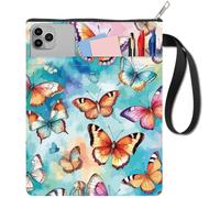 CRASPIRE 11x8.6 Copertina per Libri Motivo Farfalla Acquerello Arancione Blu Sognante in Tessuto Lavabile e Impermeabile con Tasca Extra per Ciondolo per Natale Laurea Club dei Lettori