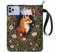 CRASPIRE 11x8.6 Pollici Fox Book Cover Sleeve Zipper Colorful Animal Forest Leaf Flower Protector Bag Pocket Cloth Lavabile Riutilizzabile Double Sided Notebook Brossura per Pouch Copertina Rigida