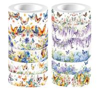 CRASPIRE 12 Stile Farfalla Nastro Adesivo Nastro Adesivo da Giornale 16.4 Piedi Primavera Fiore Decorativo Nastri da Regalo Rotoli per Fai da Te Artigianato Scrapbook Diario Taccuino Pianificatore