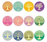 CRASPIRE 120 pz 2 Pollici Adesivi Albero della Vita Buste Rotonde Adesivi Carta Autoadesiva Decalcomanie da Muro Albero Colorato Arte Etichetta Adesivi A Punti Rotondi per Fai da Te Parete Aula