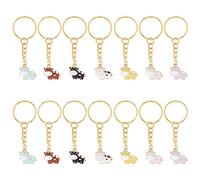 CRASPIRE 14 Pz Portachiavi Smaltato Mucca Dolce Fattoria di Animali Portachiavi 7 Colori Ciondolo Appeso Ciondolo Portachiavi Bulk per Borsa Auto Auricolare Borsa Portafoglio Zaino Decorazioni