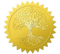 CRASPIRE 144 pz Albero della Vita Adesivi in Lamina d'oro in Rilievo 2" Buste Autoadesive Sigilli Etichette Adesive Vintage per Inviti di Nozze Laurea Certificati Aziendali Diplomi Confezioni Regalo