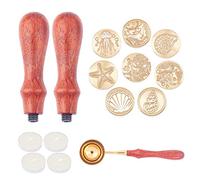 CRASPIRE 15PCS Wax Seal Stamp Kit, 8PCS Abnehmbare Wachssiegelstempelköpfe, 4PCS Kerzen, Siegelwachs-Schmelzlöffel, 2PCS Holzgriffe für Umschlagkartendekoration