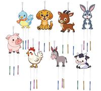 CRASPIRE 16 Confezione di Kit di Campanelli Eolici Fai da Te Crea I Tuoi Animali Campanelli Eolici da Colorare Artigianato Pasquale in Legno per attività Artigianali Fai da Te Compleanno Natale Festa