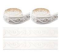 CRASPIRE 176x2 Pollice Bianco Corona Modanatura Staccare e Incollare Flessibile Autoadesivo in Schiuma Rivestimento 3D Adesivo Decorativo Carta da Parati Bordo Muro Bordo in Schiuma Battiscopa