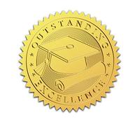 CRASPIRE 2" Adesivi Goffrati in Lamina d'oro Laurea Eccezionale Certificato di Eccellenza Sigilli Adesivo Autoadesivo 100 Pezzi Etichette per Decorazioni Universitarie per Certificati Buste Diplomi