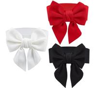 CRASPIRE 2 Colori Cinture Elastiche con Fiocco Nero Rosso Bianco Fiocco di Stoffa Ampio Elasticizzato Fusciacca Cravatta Elastica Catena Cintura In Vita Fascia Vintage per Donna Donna Matrimonio