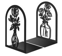 CRASPIRE 2 fermalibri in Metallo con Supporto per Vasi di Fiori Resistente Organizer per Libri Supporto Creativo Decorativo 7.8x5.3x4.3 Pollici Antiscivolo per Scaffali da Scrivania per Ufficio