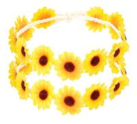 CRASPIRE 2 Pezzo di Girasoli Corona Fasce Fiore Margherita Boho Corona Giallo Ghirlanda per Capelli Fasce Copricapo Regolabile Accessori per Capelli per Donne Ragazze Sposa Ballo Ballo Festa di Nozze