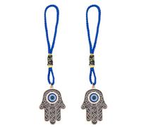 CRASPIRE 2 pz Argento Mano di Hamsa Amuleto Ciondolo Auto Miriam Malocchio Ornamento Appeso con Decorazione Corda Portafortuna Protezione Lega Smaltata Accessori Regalo per Uomo Donna Specchietto