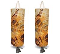 CRASPIRE 2 pz Farfalla Girasoli Plastica Porta Sacchetti della Spesa con 4 Pezzi Ganci Riutilizzabile Montaggio A Parete Dovere Shopping Borsa di Stoccaggio Sacco Tela Impermeabile Lavabile Organizer