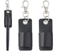CRASPIRE 2 pz Portapenne in Pelle Nera con Clip per Matita Cordino da Collo Anti-Smarrimento Portatile con Moschettone Portachiavi Tasca Protettiva per Tablet Stilo Infermieri Portadocumenti Badge