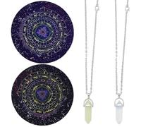 CRASPIRE 2 pz Tappetini per Pendolo Rabdomanzia Divinazione Astrologia Tappetini in Gomma per Altare Pendolo Tappetini Celesti Boho con 2 Pendenti A Punta Fai da Te Tovaglia Bacheca Metafisica