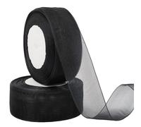 CRASPIRE 2 Rotolo 100 Iarde 1-1/2 Largo Organza Nastro Trasparente Nero Tulle Nastro Regalo Tessuto Fatto A Mano in Chiffon per Incartare Regali Bouquet di Fiori da Sposa Ghirlande di Natale