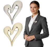 CRASPIRE 2 Spilla A Forma di Cuore Dorata Spilla d'Amore Spilla A Forma di Cuore Vuoto in Argento Spilla Decorativa in Metallo per San Valentino Piccola Spilla da Bavero per Uomo e Donna Gioielli