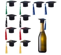 CRASPIRE 20 Set di Mini Cappelli da Laurea Tappi per Bottiglie di Vino da Scapolo Cappello da Laurea con Nappe Artigianato in Feltro Copricapo Nero con Nappe Colorate per Bomboniere Forniture