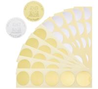CRASPIRE 200 pz 1.77 Pollici Etichette Sigillo Oro Certificato Premio Sigilli Adesivi 2 Colori Argento Goffrato Lamina Metallica Autoadesiva Decalcomanie con Bordo Seghettato per Pacchetto Busta