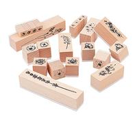CRASPIRE 22PCS Set di Timbri in Gomma in Legno Set di Timbri in Gomma Decorativi con Piante e Fiori Timbri in Gomma Vintage in Legno per Fare Arte Crafting Lettere Diario di Carte Scrapbooking Diario
