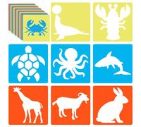 CRASPIRE 24 pz Set di Stencil A Forma di Animale Stencil da Disegno da 8 Pollici Stencil di Gesso Grandi Plastica Pet Lavabile Scava Fuori Disegni Stencil per Pittura Modelli per Pittura