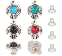 CRASPIRE 24 Set 4 Colori Rivetti A Vite Bottone Turchese Southwest Thunderbird Concho Stud Vite Fibbia Posteriore Western Cucito Vintage retrò Decorativo Argento Antico Sostituzione per Fai da Te