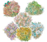 CRASPIRE 240 pz 6 Stili Adesivi Floreali Olografici Adesivi Floreali Ad Acquerello Piante Botaniche Pet Adesivi Impermeabili Adesivi Murali per Scrapbooking Decalcomanie per Diari Spazzatura Planner