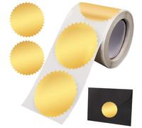 CRASPIRE 250 pz Sigilli Busta Adesivi Adesivi Oro Vuoti Sigilli Premio Certificato Adesivi Metallici con Bordo Seghettato 2" Etichette Rotonde Adesivi in Lamina d'oro per Pacchetto Matrimonio Laurea