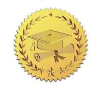CRASPIRE 25Pcs Gold Foil Embossed Stickers Crown 2 Pollici Graduation Hat Self Adhesive Certificate Seals Medal Decoration Sticker for Graduation Corporate Notary Seals Diplomas Envelopes Awards