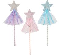 CRASPIRE 3 pz 3 Colori Glitter Fata Bacchetta Stella Principessa Bacchetta Colorata Poliestere Paillettes Magia Spruzzare Luce Angelo Fata Bacchette Decorazione per Compleanno Vestire Gioco di Ruolo
