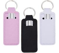 CRASPIRE 3 pz 3 Stili Nero Chapstick Holder Lip Balm Portachiavi Pouch Colorato Rettangolo Neoprene Stampato Gomma Rossetto Lip Gloss Custodia Sleeve Holder per Donne Viaggio Trucco Storage Bag