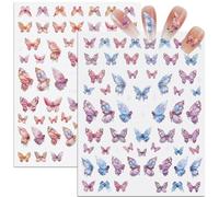 CRASPIRE 4 Fogli Adesivi per Unghie A Farfalla in Rilievo 3D Decalcomanie Autoadesive Forniture per Aurora Rosa Farfalla Splendente Donne Disegni Colorati Fai da Te Manicure Decorazione Accessori
