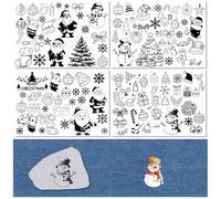CRASPIRE 4 Fogli di Stabilizzatore Idrosolubile di Babbo Natale per Ricamo Stick e Stitch Ricamo Trasferimenti Carta Natale Stabilizzatore Fusibile da Tagliare per Ricamo Amante del Cucito A Mano