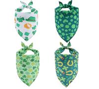 CRASPIRE 4 pz. Bandana per Cani per Il Giorno di San Patrizio Sciarpa Triangolare per Animali Domestici Trifoglio Colorato Pianta A Tre Foglie Tessuto in Poliestere Regolabile Resistente Bavaglini