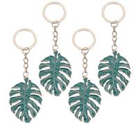 CRASPIRE 4 pz Monstera Leaf Portachiavi Pianta Verde Portachiavi Estate Tropicale Foglie di Palma Lega Smalto Pendente Appeso Ciondolo Portachiavi per Portachiavi Borsa Borsa Bomboniere Fai da Te