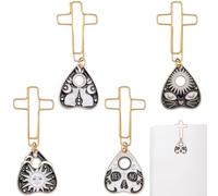 CRASPIRE 4 Stili Graffette Celestiali Segnalibro Morsetto Metallico Astrologia Tarocchi Sole Luna Ciondolo Croce Graffetta Pagina Segnalibro Planner Clip per File Note Ordinamento Supporto Ufficio