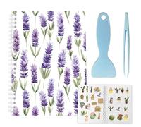 CRASPIRE 40 Foglio di Adesivi da Collezione Organizer Riutilizzabile per Adesivi Formato A5 Carta da Rilascio Impermeabile Fiori Viola Album Portaoggetti Vuoto con Raschietto e Pinzetta per Riporre