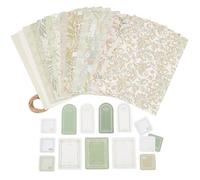 CRASPIRE 40 pz. Carta per Scrapbooking con Fiori Vintage Motivo Floreale Carta Verde in Stile Rustico Carta per Origami Carta Decorativa con Motivo Colorato su Un Lato Carta per La Creazione