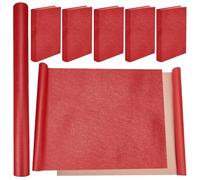 CRASPIRE 43 x 16.5 Pollice di Stoffa per Rilegatura di Libri in Pelle PU Rossa Superficie Liscia Base Non Tessuta Che Copre Avvolge A3-A8 Copertina per Quaderno Protezione per Album Scrapbooking Fai